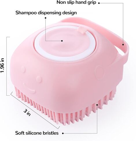 فرشاة استحمام للكلاب، فرشاة تنظيف الكلاب من مطاط السيليكون الناعم، فرشاة تدليك الحيوانات الأليفة، موزع شامبو للكلاب والقطط ذات الشعر القصير والطويل (أصفر) in Kuwait