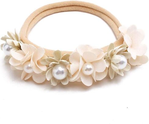 Baby Girl Nylon Headbands Flower Hair Bows Accessories-Elastic Hair Band Crown Handmade FLoral Wraps Birthday Gifts for Girls Newborn Infant Toddler 3Pcs in Saudi Arabia