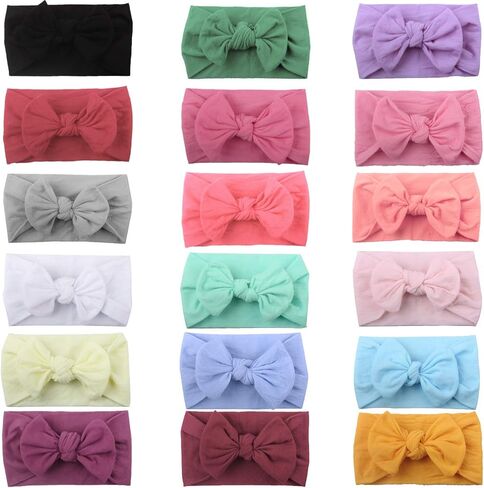 شو واي 18 قطعة من عصابات الرأس المصنوعة من النايلون لحديثي الولادة، ربطات شعر مرنة ناعمة لحديثي الولادة والرضع والأطفال الصغار in Kuwait