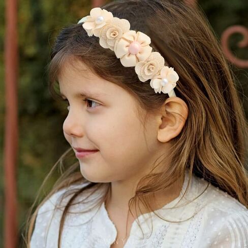 Baby Girl Flower Headbands Set, 3pcs Elastic Nylon Floral Hair Band, Bows Wrap for Infant Newborn Toddler in Saudi Arabia