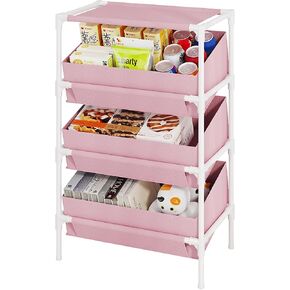 Buzowruil Toy Rack Fabric Storage Rack With 3 Large Storage Boxes, Suitable For Home Kindergarten, Bedroom, Living Room, Entryway, Grey in Kuwait