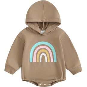 Thorn Tree Unisex Baby Boys Girls Clothes Hooded Sweatshirt Rainbow Romper Long Sleeve Infant Fall Sweater 0-24M in Kuwait
