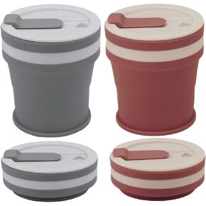 Joyrses silica gel collapsible water cups, coffee cups, improved, cup cover sealed reinforced, 12 oz travel camping cup (Blue+Purple) 2pcs…… in Saudi Arabia