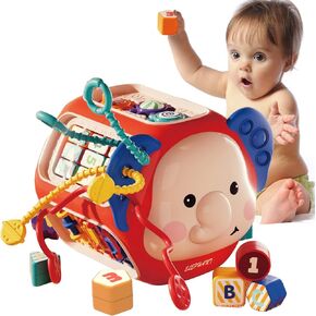 ألعاب مونتيسوري التعليمية من فيستون تودلدرز، لعبة مكعب أنشطة 8 في 1، لعبة مكعبات فرز الأشكال الحسية للأطفال مع الموسيقى والضوء، للأطفال الصغار بعمر 18 شهرًا فما فوق للأولاد والبنات in Kuwait