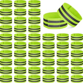 Zubebe 48 Pieces Reflective Bands Reflector Bands for Wrist, Arm, Ankle, Leg, High Visibility Reflective Gear Safety Reflector Tape Straps for Night Walking, Cycling and Running