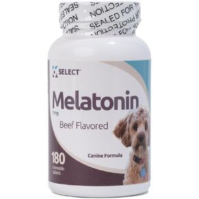 K9 Select Melatonin for Small Dogs, 1mg - 180 Beef Flavored Tablets - Canine Sleep Aid