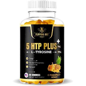 FLIPPING BEE يعزز فيتامينات العلكة، التركيز ودعم الحالة المزاجية، 5HTP 75 مجم + L-Tyrosine 1000 مجم، تركيبة النوم والرفاهية، مكمل للعقل للرجال والنساء، (60 علكة) in Kuwait