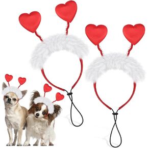 2 Pcs Valentine's Day Heart Headband Red Adjustable Dog Headband Valentines Day Costume for Medium and Large Dogs Pets Weddings Anniversaries Holidays Dressing Props Accessories in Saudi Arabia