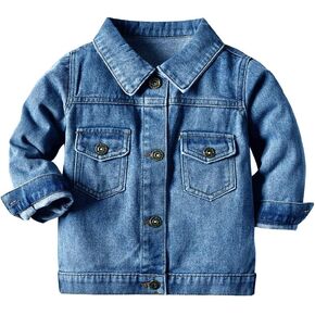 IBTOM CASTLE Toddler Baby Boy Girls Denim Jacket Button Down Hoodie Jeans Coat Cowboy Outwear Casual Outwear Western Clothes in Saudi Arabia