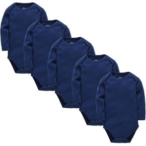 kavkas Baby Bodysuit Long Sleeve One Piece Cotton Undershirt for Infant Boys and Girls Solid Color 0-24 Months in Kuwait