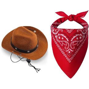 الحيوانات الأليفة رعاة البقر زي رعاة البقر قبعة جميلة ووشاح لجرو هريرة قبعة وباندانا مجموعة الكلاب القطط مهرجان الحفلات اليومية هالوين ارتداء 2 قطعة in Kuwait