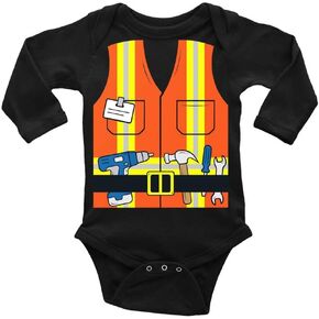 Construction Worker Vest with Tools Wall Art Print Baby Romper Short Sleeve Newborn Crawl Clothes in Kuwait