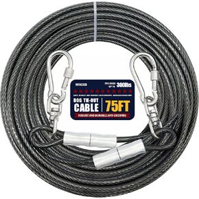 Dog Tie Out Cable 15 ft - Dog Tether for Yard Large Dogs, Tie Out Cable for Dogs Heavy Duty, Dog Chain for Large Dogs, Dog Runner Cable Dog Leads for Yard Heavy Duty (Grey, Large / 15FT) in Kuwait