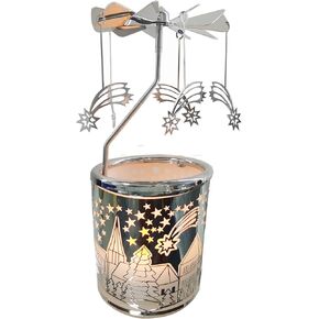 Kingnero Rotary Candle Holder Metal Spinning Windmill Candlestick Carousel Candle Tea Light Holder for Home Decoration for Mom Women Wife Children (Rose Gold Hummingbird)