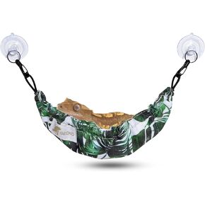 Crested Gecko Tank Accessories, Reptile Hammock, and Lizard Hammock (100% Polyester, 7.5 inches x 2 inches, one Hammock and Suction Cups) Reptile Accessories Hide