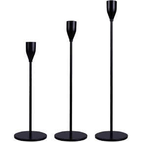 Candle Holder Black Candlestick Holders Set of 3 for Taper Candles, Matte Metal Candle Holders for Wedding Anniversary Party Mother's Day Dining Table Centerpiece Home Decoration
