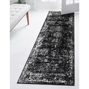 سجادة منطقة Loom Sofia Collection الفريدة - كازينو (مفرش مقاس 2 × 6 أقدام و7 بوصات، أسود/عاجي) in Kuwait