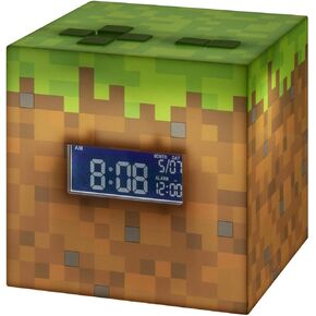 Paladone Minecraft Grass Block Digital Alarm Clock, Light Up Lamp Feature, Plays Official in Game Music, Bedroom Decor for Minecraft Gamers in Saudi Arabia