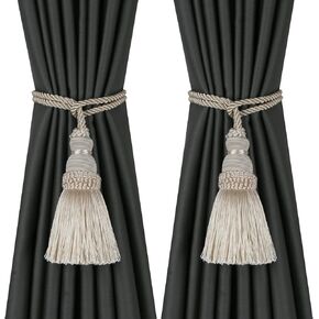 Fenghuangwu 2 Pack Curtain Tie Backs Rope Tassels for Curtains Drape tiebacks Handmade Outdoor Home and Outdoor Decorative (Gold, 2p)
