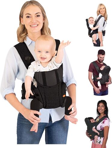حاملة الأطفال Dreambaby Manhattan القابلة للتعديل 3 في 1 - معتمدة من IHDI صحية للورك - الأطفال حديثي الولادة حتى وزن 33 رطلاً - تناسب معظم أحجام البالغين - أسود - موديل L296 in Saudi Arabia
