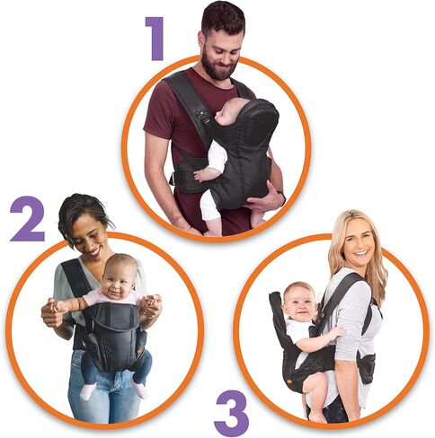 حاملة الأطفال Dreambaby Manhattan القابلة للتعديل 3 في 1 - معتمدة من IHDI صحية للورك - الأطفال حديثي الولادة حتى وزن 33 رطلاً - تناسب معظم أحجام البالغين - أسود - موديل L296 in Saudi Arabia