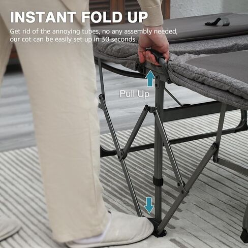 سرير تخييم عريض قابل للتعديل بـ 6 أوضاع من EVER ADVANCED للبالغين مع وسادة ناعمة، أسرة مبطنة للنوم، سرير أطفال محمول للضيوف، سرير استرخاء للاستلقاء في الداخل والخارج، بوزن 400 رطل in Kuwait