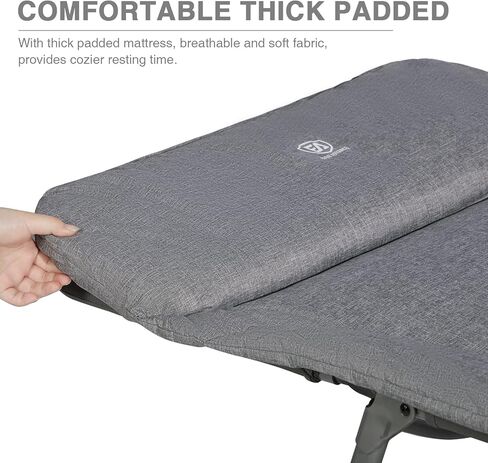 سرير تخييم عريض قابل للتعديل بـ 6 أوضاع من EVER ADVANCED للبالغين مع وسادة ناعمة، أسرة مبطنة للنوم، سرير أطفال محمول للضيوف، سرير استرخاء للاستلقاء في الداخل والخارج، بوزن 400 رطل in Kuwait