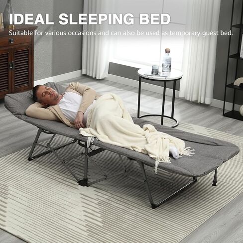 سرير تخييم عريض قابل للتعديل بـ 6 أوضاع من EVER ADVANCED للبالغين مع وسادة ناعمة، أسرة مبطنة للنوم، سرير أطفال محمول للضيوف، سرير استرخاء للاستلقاء في الداخل والخارج، بوزن 400 رطل in Kuwait