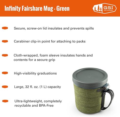 كوب GSI Outdoors Infinity Fairshare I خفيف الوزن، خالٍ من مادة BPA لحقائب الظهر والتخييم والهواء الطلق in Saudi Arabia