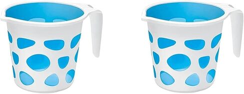 ملحقات أكواب الحمام من VAKRATUNDA KITCHENWARES مصنوعة من البلاستيك عالي الجودة بتصميم مزدوج، أكواب استحمام خالية من البيسفينول A، كوب Dabba للتخييم، كوب ماء للاستحمام - 50 أونصة (أسود، 1) in Kuwait