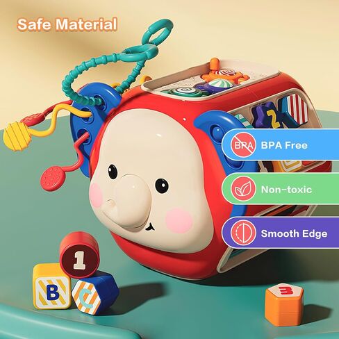 ألعاب مونتيسوري التعليمية من فيستون تودلدرز، لعبة مكعب أنشطة 8 في 1، لعبة مكعبات فرز الأشكال الحسية للأطفال مع الموسيقى والضوء، للأطفال الصغار بعمر 18 شهرًا فما فوق للأولاد والبنات in Kuwait