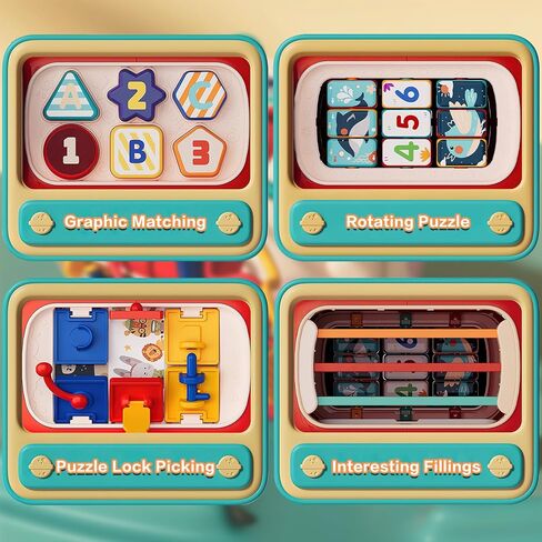 ألعاب مونتيسوري التعليمية من فيستون تودلدرز، لعبة مكعب أنشطة 8 في 1، لعبة مكعبات فرز الأشكال الحسية للأطفال مع الموسيقى والضوء، للأطفال الصغار بعمر 18 شهرًا فما فوق للأولاد والبنات in Kuwait