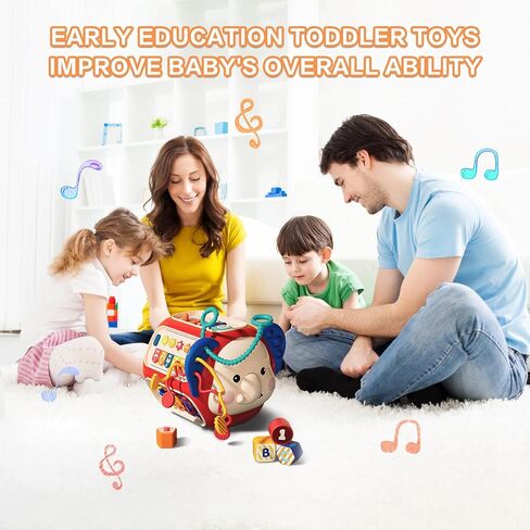 ألعاب مونتيسوري التعليمية من فيستون تودلدرز، لعبة مكعب أنشطة 8 في 1، لعبة مكعبات فرز الأشكال الحسية للأطفال مع الموسيقى والضوء، للأطفال الصغار بعمر 18 شهرًا فما فوق للأولاد والبنات in Kuwait