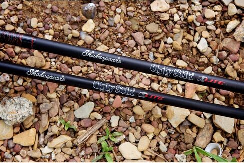 Ugly Stik 9’ Elite Salmon/Steelhead Spinning Rod, Two Piece Salmon/Steelhead Rod, 4-10lb Line Rating, Medium Light Rod Power, Medium Fast Action, 1/8-5/8 oz. Lure Rating,Cream & Black in Saudi Arabia