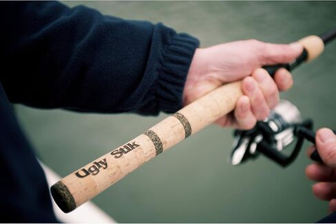 Ugly Stik 9’ Elite Salmon/Steelhead Spinning Rod, Two Piece Salmon/Steelhead Rod, 4-10lb Line Rating, Medium Light Rod Power, Medium Fast Action, 1/8-5/8 oz. Lure Rating,Cream & Black in Saudi Arabia