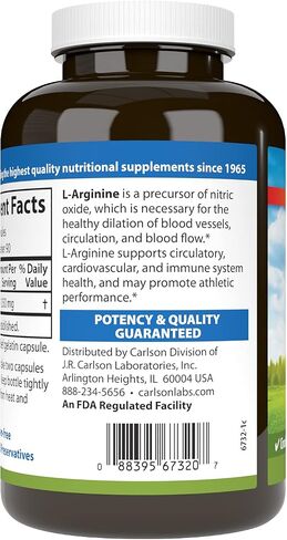 Carlson - L-Arginine, 675 mg, Circulatory Health, Support, 180 Capsules in Saudi Arabia
