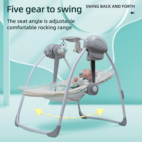 Vannetgo Comfort Portable Swing,Comfort Baby Rocking Chair with Soothing Music，Foldable,Bionic Design, Baby Sleeps Peacefully (25103) in Saudi Arabia