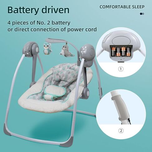 Vannetgo Comfort Portable Swing,Comfort Baby Rocking Chair with Soothing Music，Foldable,Bionic Design, Baby Sleeps Peacefully (25103) in Saudi Arabia