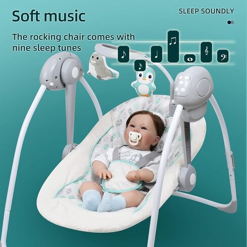Vannetgo Comfort Portable Swing,Comfort Baby Rocking Chair with Soothing Music，Foldable,Bionic Design, Baby Sleeps Peacefully (25103) in Saudi Arabia