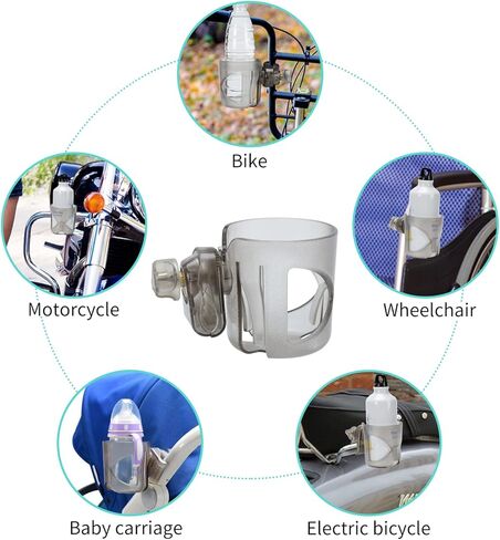 حامل أكواب عالمي من Xthuge، حامل أكواب عربة الأطفال، حامل أكواب الدراجة، حامل أكواب مصمم من عيار كبير، حامل أكواب يدور 360 درجة (أسود) in Kuwait