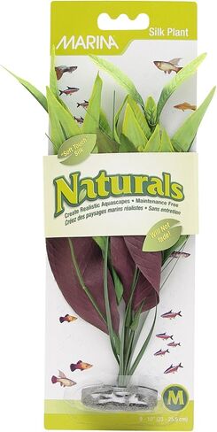 Marina Naturals, Red/Green Pickerel Silk Plant, Medium Fish Tank Decoration, PP99 in Saudi Arabia
