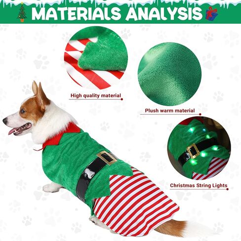 Cathpetic Christmas Dog Clothes Suit - Xmas Dog Costume with Beautiful Color Light Night Lovely Pet Christmas Costumes Santa Claus Cat Dog Dress Christmas New Year Dog Outfit (Small) in Kuwait