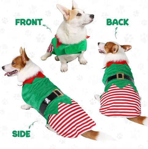 Cathpetic Christmas Dog Clothes Suit - Xmas Dog Costume with Beautiful Color Light Night Lovely Pet Christmas Costumes Santa Claus Cat Dog Dress Christmas New Year Dog Outfit (Small) in Kuwait