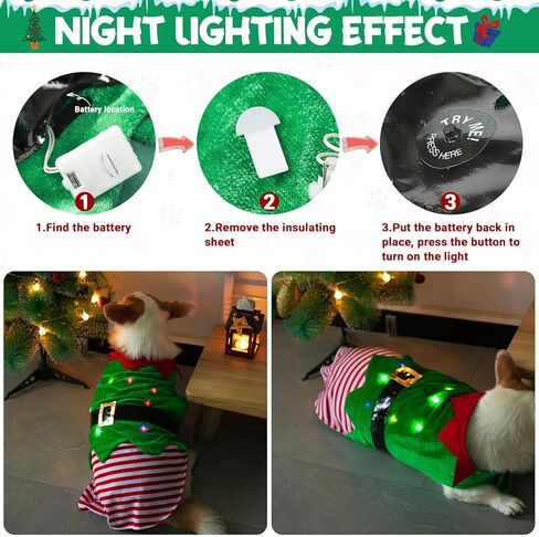 Cathpetic Christmas Dog Clothes Suit - Xmas Dog Costume with Beautiful Color Light Night Lovely Pet Christmas Costumes Santa Claus Cat Dog Dress Christmas New Year Dog Outfit (Small) in Kuwait