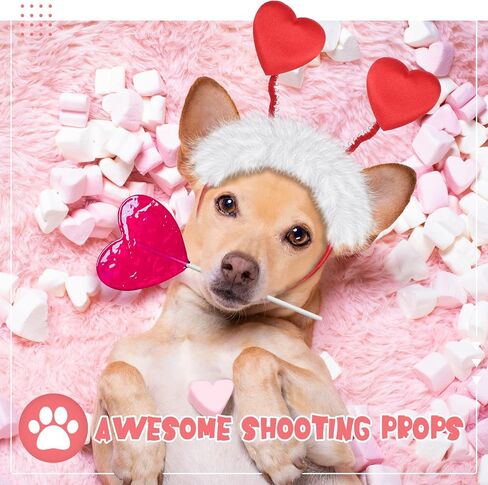 2 Pcs Valentine's Day Dog Heart Headband Red Love Hearts Headband Adjustable Dog Costume for Medium and Large Dogs Pets Weddings Anniversaries Holidays Dressing Props Accessories in Saudi Arabia