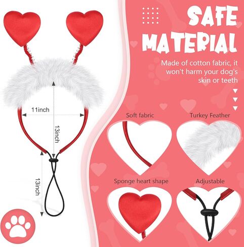 2 Pcs Valentine's Day Dog Heart Headband Red Love Hearts Headband Adjustable Dog Costume for Medium and Large Dogs Pets Weddings Anniversaries Holidays Dressing Props Accessories in Saudi Arabia