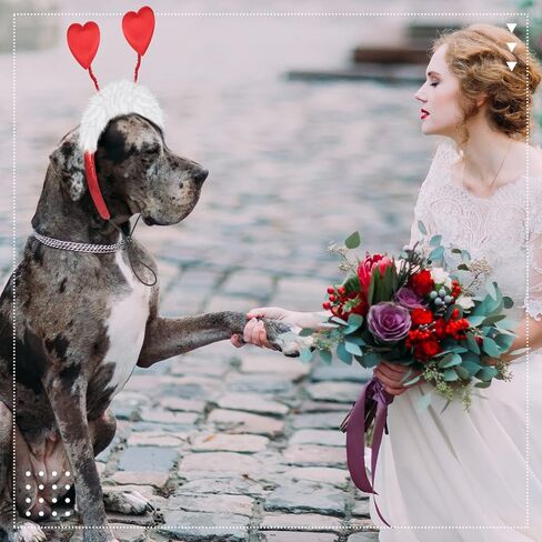 2 Pcs Valentine's Day Dog Heart Headband Red Love Hearts Headband Adjustable Dog Costume for Medium and Large Dogs Pets Weddings Anniversaries Holidays Dressing Props Accessories in Saudi Arabia