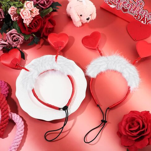 2 Pcs Valentine's Day Dog Heart Headband Red Love Hearts Headband Adjustable Dog Costume for Medium and Large Dogs Pets Weddings Anniversaries Holidays Dressing Props Accessories in Saudi Arabia