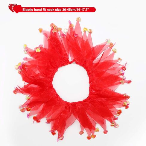 BWOGUE Valentine's Day Dog Costume Red Love Hearts Dog Headband with Collar Holiday Birthday Party Headwear Costume Gift for Small Medium Dogs in Saudi Arabia