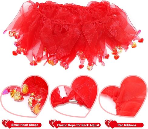 BWOGUE Valentine's Day Dog Costume Red Love Hearts Dog Headband with Collar Holiday Birthday Party Headwear Costume Gift for Small Medium Dogs in Saudi Arabia